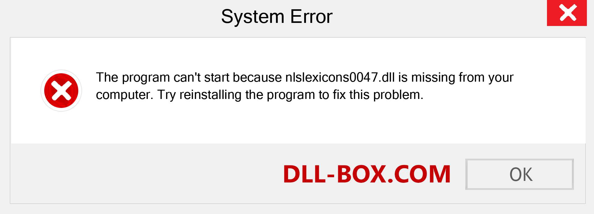  nlslexicons0047.dll file is missing?. Download for Windows 7, 8, 10 - Fix  nlslexicons0047 dll Missing Error on Windows, photos, images
